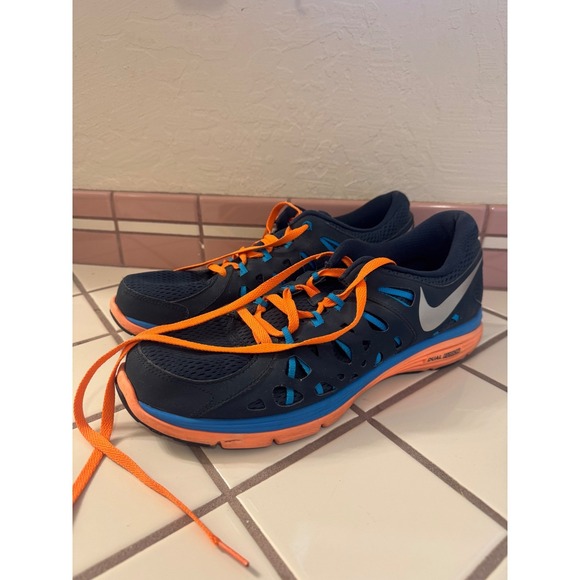 Nike Dual Fusion ST 2 Running Shoes Navy Blue Orange Silver Men's Size 12.5 - Picture 1 of 8